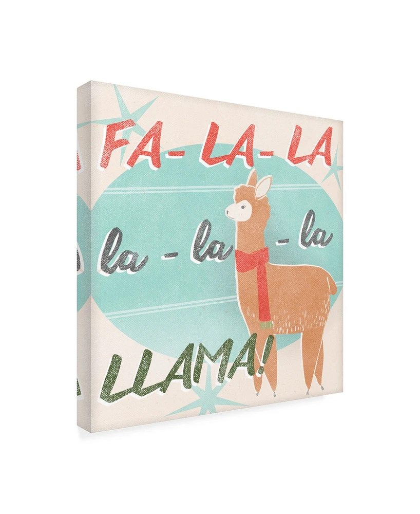 June Erica Vess Llama Retro Christmas Iv Canvas Art