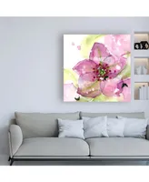 Dawn Derma Pink Flower in the Snow Canvas Art - 15.5" x 21"