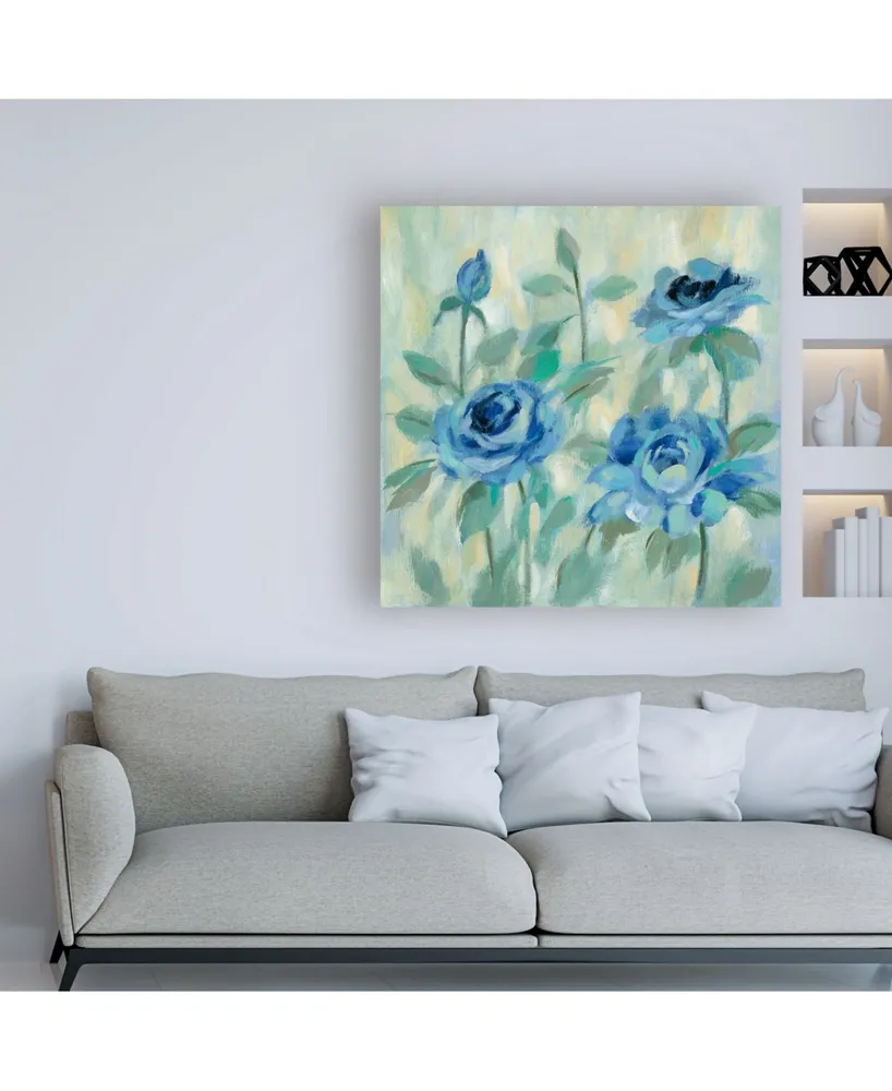 Silvia Vassileva Brushy Blue Flowers Ii Canvas Art