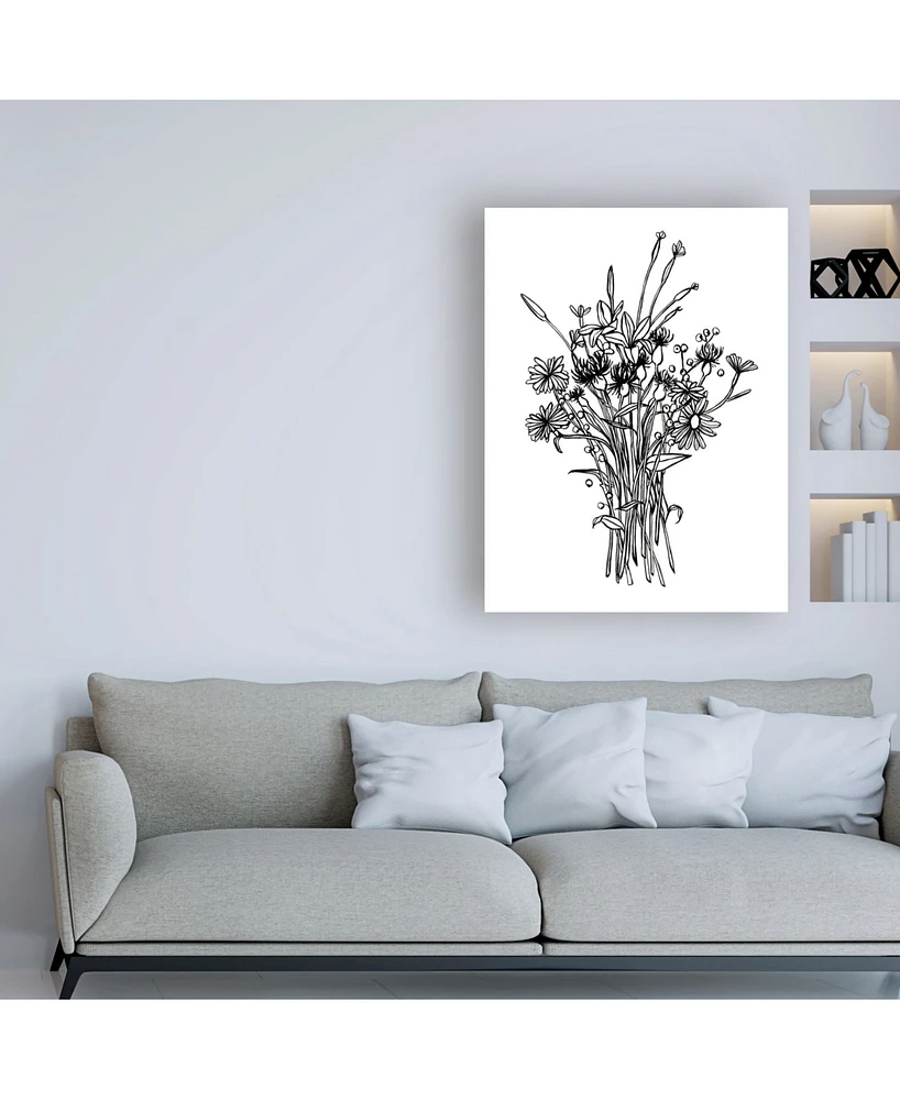 Emma Scarvey Black and White Bouquet I Canvas Art - 36.5" x 48"