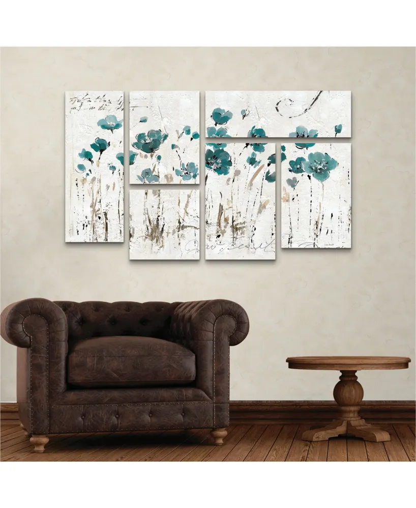 Lisa Audit Abstract Balance Vi Blue Multi Panel Art Set 6 Piece - 49" x 19"