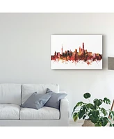 Michael Tompsett Shanghai China Skyline Red Canvas Art - 37" x 49"