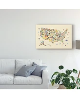 Michael Tompsett Animal Map of United States For Children and Kids Beige Canvas Art - 37" x 49"