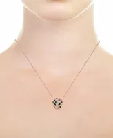 Effy Diamond (1/6 ct. t.w.) and Emerald Accent Panther Pendant Necklace in 14k Rose Gold