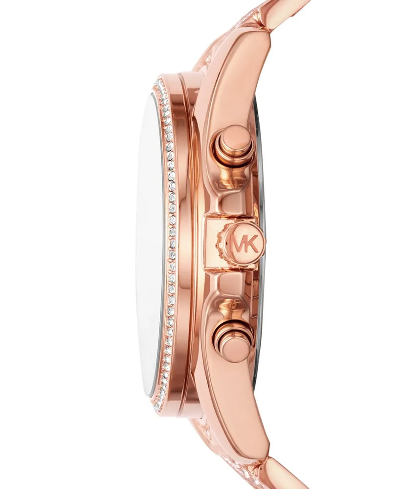 Michael Kors Women's Chronograph Whitney Rose Gold-Tone Stainless Steel Bracelet Watch 45mm