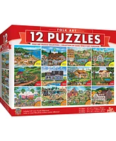 Masterpieces Folk Art Jigsaw Puzzle Collection - 12 Pack for Adults