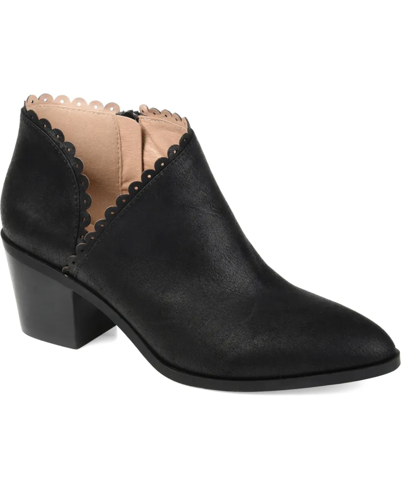 Journee Collection Women's Tessa Scalloped Block Heel Booties