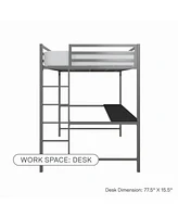 EveryRoom Mason Metal Full Loft Bed with Desk