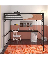 EveryRoom Mason Metal Full Loft Bed with Desk