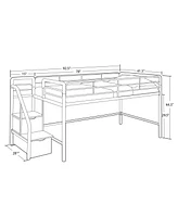 EveryRoom Kaden Junior Twin Loft Bed with Storage Steps