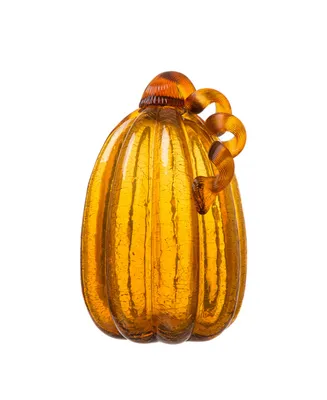 Glitzhome Crackle Tall Glass Pumpkin