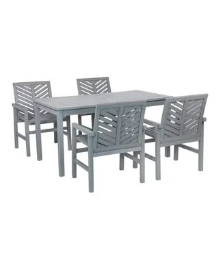 Walker Edison 5 Piece Chevron Outdoor Patio Dining Set