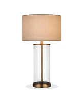 Hudson & Canal Rowan Table Lamp In Glass And Antique Brass