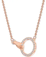 Swarovski Rose Gold-Tone Crystal Hand & Ring Choker Necklace, 11-7/8" + 3" extender