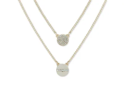 Dkny Gold-Tone Crystal Pendant Two-Row Necklace, 16" + 3' extender