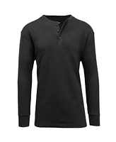 Galaxy By Harvic Men's Long Sleeve Thermal Henley Tee