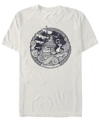 Disney Men's Peter Pan Captain Hook Ship Stamp Short Sleeve T-Shirt