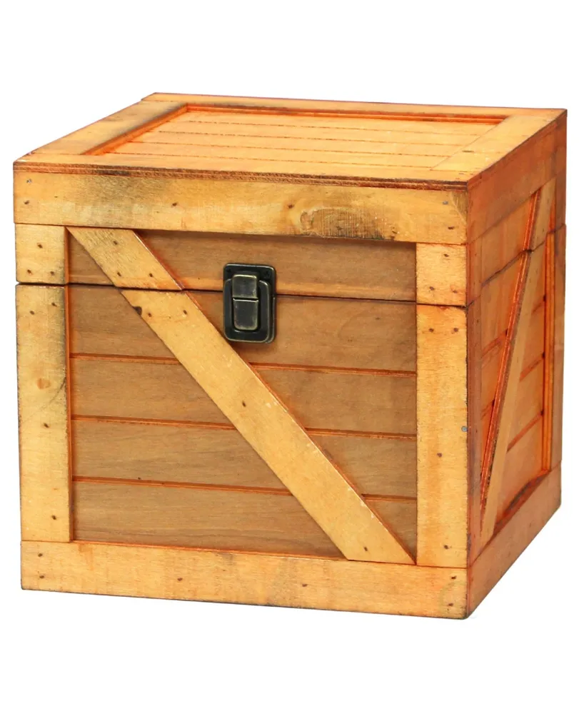 Vintiquewise Wooden Stackable Treasure Chest Cargo Crate Style