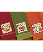 Design Imports Assorted Country Pumpkin Embroidered Dishtowel Set