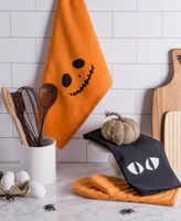 Design Imports Assorted Jack-o-Lantern Halloween Printed Dishtowel Set