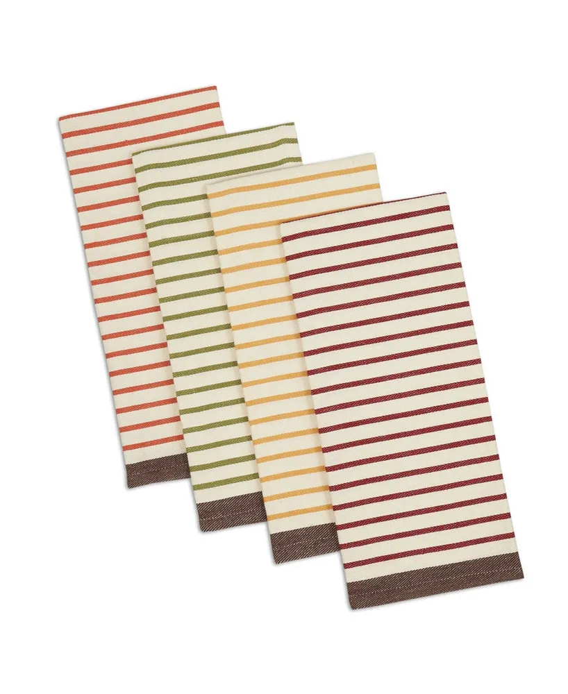 Design Imports Harvest Prep Stripe Woven Dishtowel Set