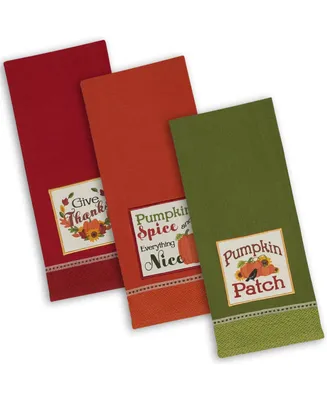 Design Imports Assorted Country Pumpkin Embroidered Dishtowel Set