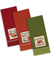 Design Imports Assorted Country Pumpkin Embroidered Dishtowel Set