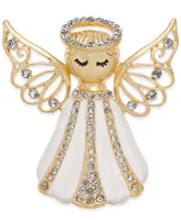 Holiday Lane Gold-Tone Crystal Angel Pin, Created for Macy's