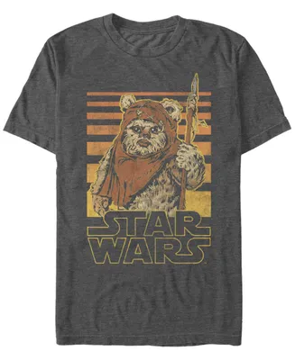 Star Wars Men's Classic Ewok Gradient Stripes Short Sleeve T-Shirt
