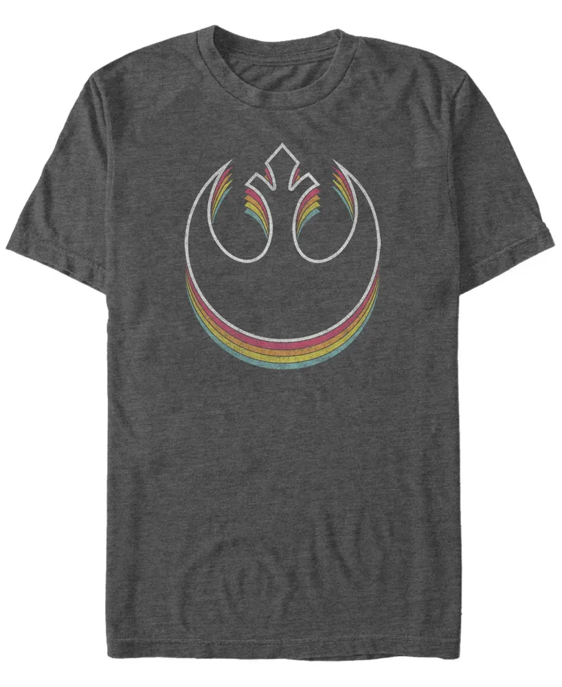 Star Wars Men's Classic Retro Rainbow Layered Rebel Logo Short Sleeve T-Shirt