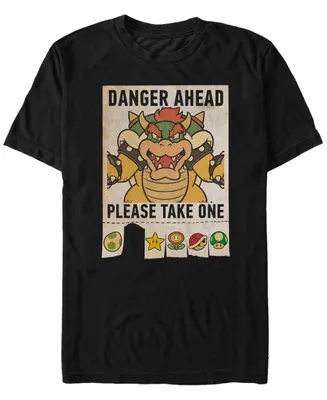 Nintendo Men's Super Mario Bowser Danger Ahead Short Sleeve T-Shirt