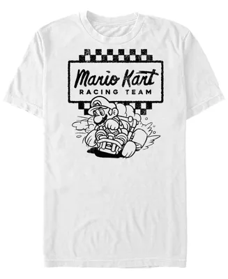 Nintendo Men's Mario Kart Retro Checkered Racing Team Short Sleeve T-Shirt