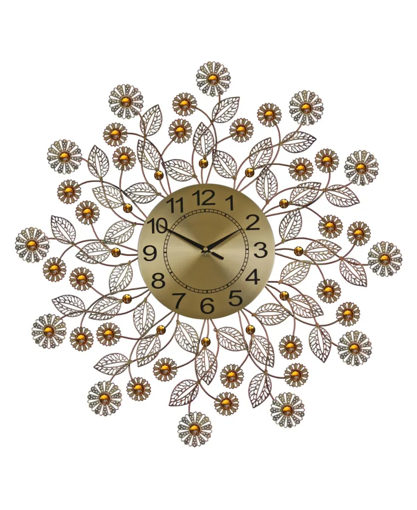 Three Star Flowers Wall Clock