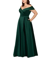 Xscape Plus Size Off-The-Shoulder Gown