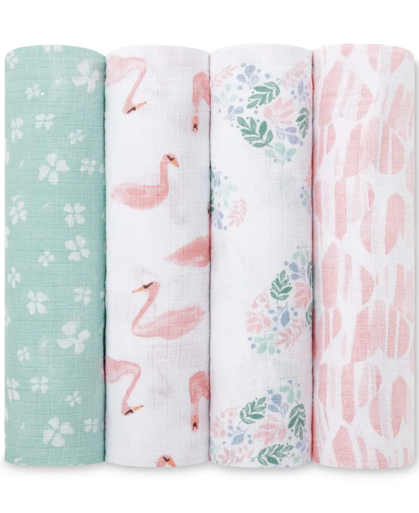 aden by aden + anais Baby Girls Printed Muslin Swaddles, Pack of 4