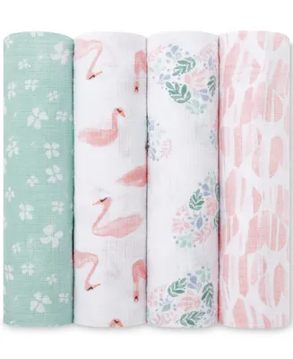 aden by aden + anais Baby Girls Printed Muslin Swaddles, Pack of 4