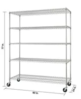 Trinity 5-Tier Heavy Duty Wire Shelving Rack with Nsf Includes Wheels