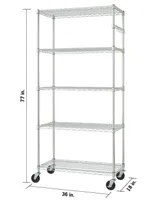 Trinity 5-Tier Wire Shelving Rack Includes Wheels