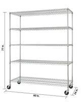 Trinity Basics Ecostorage 5-Tier Wire Shelving Rack with Nsf Includes Wheels