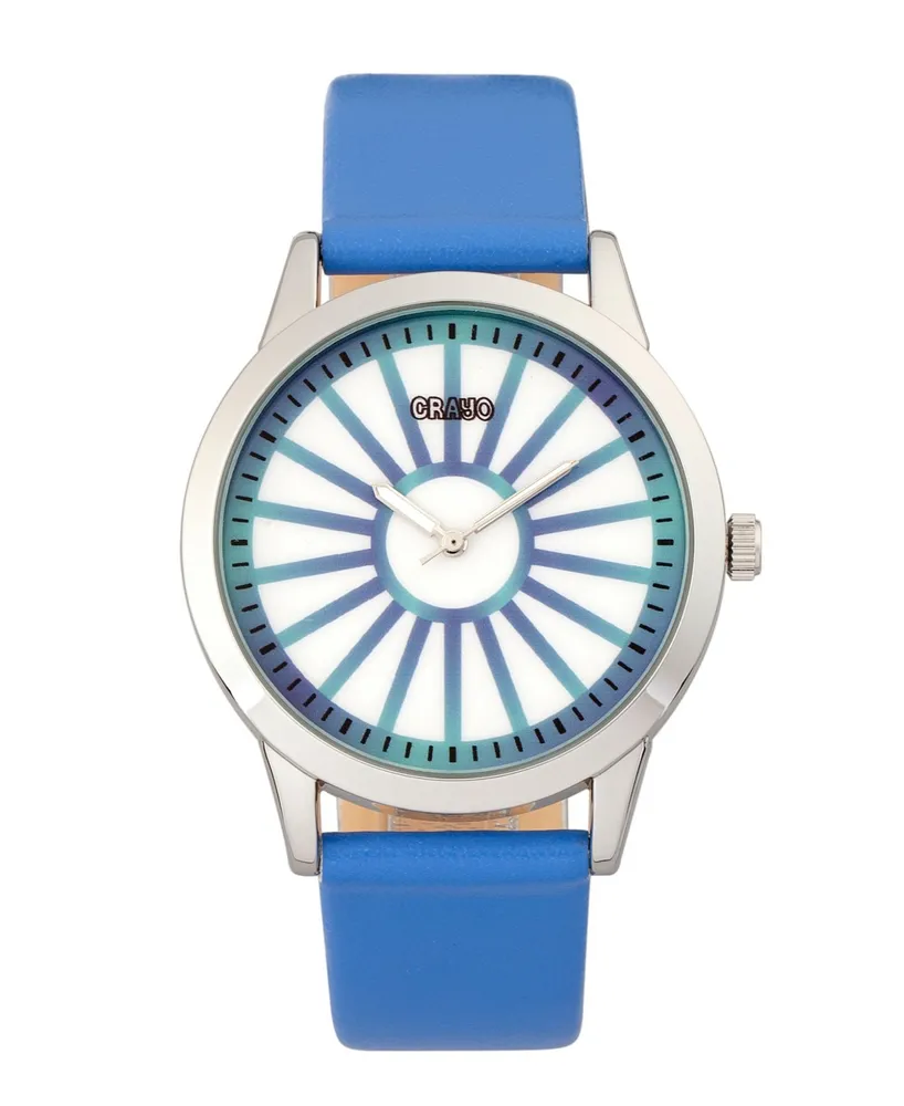 Crayo Unisex Electric Blue Leatherette Strap Watch 41mm