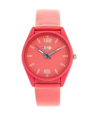 Crayo Unisex Dynamic Pink Leatherette Strap Watch 36mm