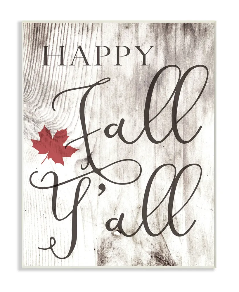 Stupell Industries Happy Fall Y'all Typography Sign Wall Plaque Art, 10" x 15"