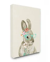 Stupell Industries Woodland Bunny with Cat Eye Glasses Canvas Wall Art, 24" x 30"