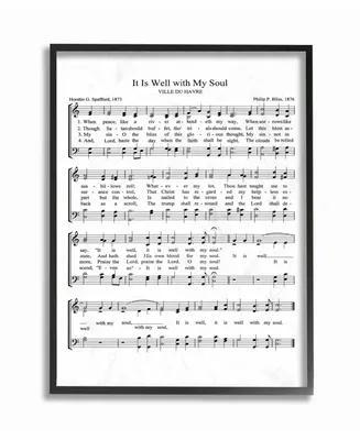 Stupell Industries It is Well With My Soul Vintage-Inspired Sheet Music Framed Giclee Art, 11" x 14"