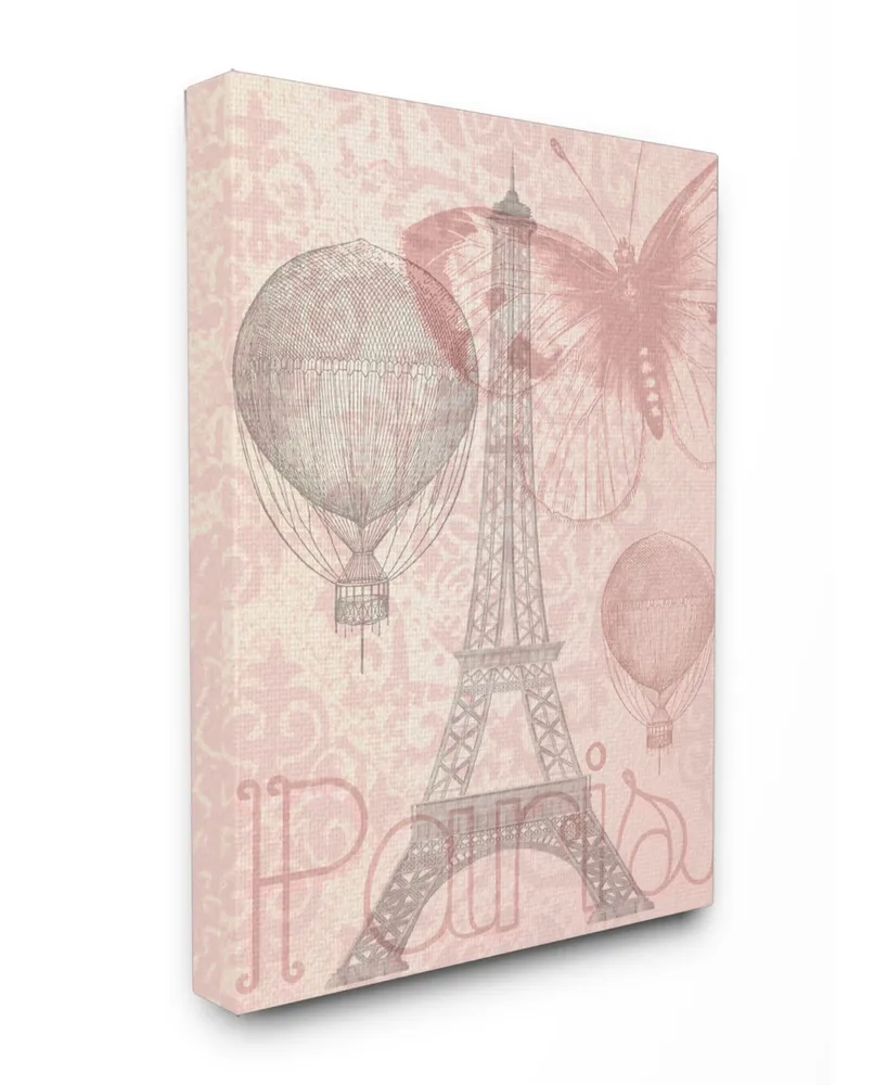 Stupell Industries Eiffel Tower Hot Air Balloon Paris Canvas Wall Art, 16" x 20"