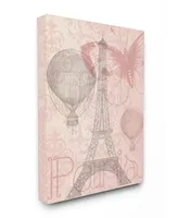 Stupell Industries Eiffel Tower Hot Air Balloon Paris Canvas Wall Art, 16" x 20"