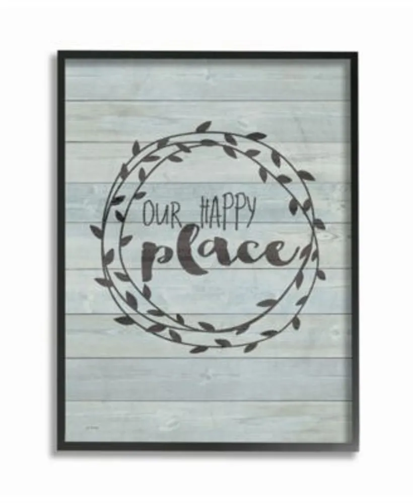 Stupell Industries Our Happy Place Plank Wood Look Wall Art Collection