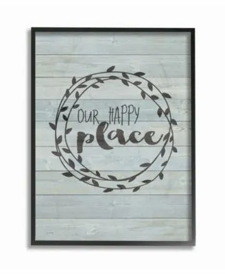 Stupell Industries Our Happy Place Plank Wood Look Wall Art Collection