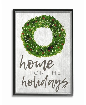 Stupell Industries Home For the Holidays Wreath Christmas Framed Giclee Art, 16" x 20"