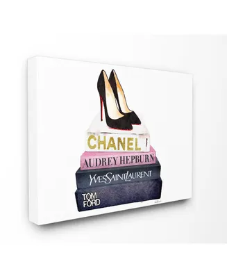 Stupell Industries Glam Fashion Book Set Black Pump Heels Canvas Wall Art, 30" x 40"
